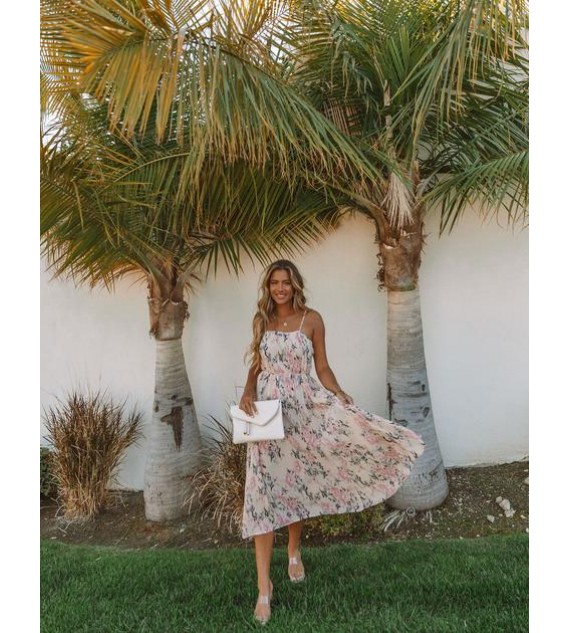Madly In Love Floral Midi Dress - Almond