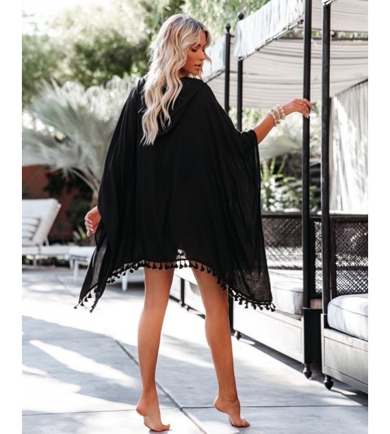 Los Cabos Hooded Cover-Up Dress - Black