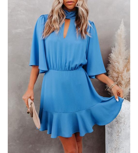 Fashion Forward Keyhole Dress - Clean Blue