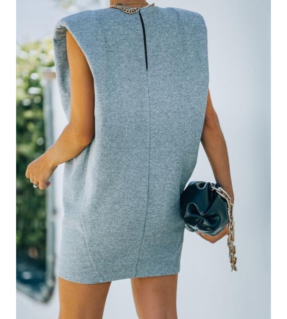 Hilton Cotton Blend Padded T-Shirt Dress - Heather Grey