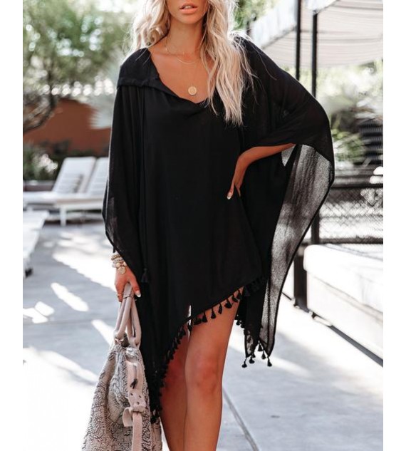 Los Cabos Hooded Cover-Up Dress - Black