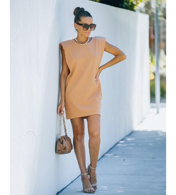 Hilton Cotton Blend Padded T-Shirt Dress - Orange