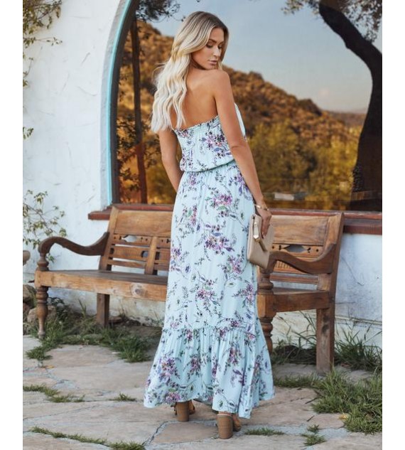 Inhale Love Floral Halter Maxi Dress