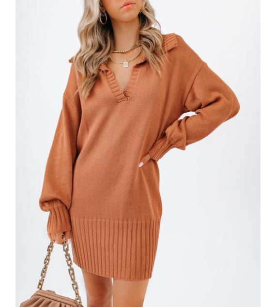 Homer Cotton Blend Sweater Dress - Terracotta - FINAL SALE