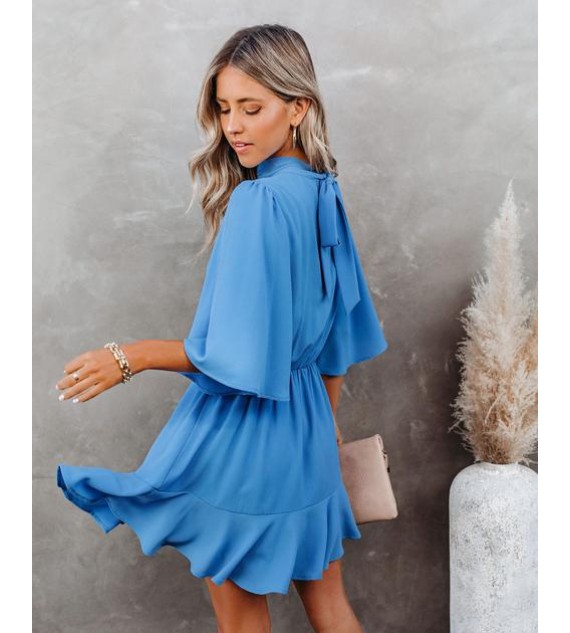 Fashion Forward Keyhole Dress - Clean Blue
