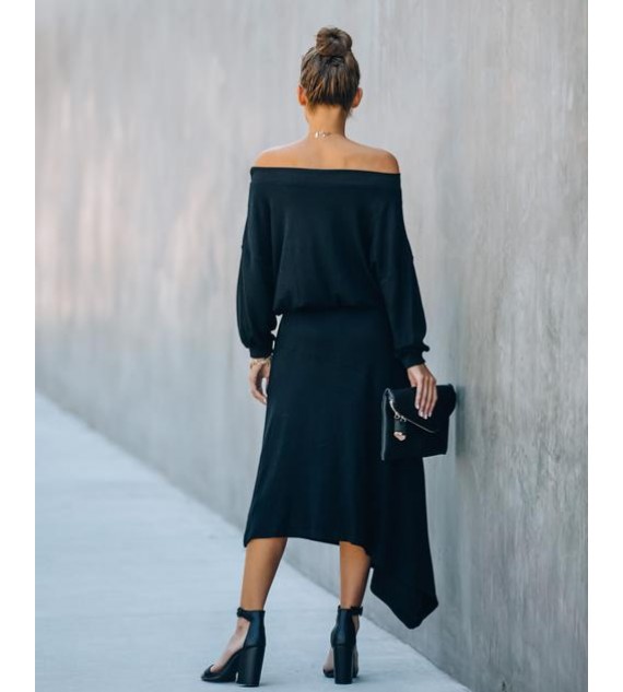 Teresa Pocketed Asymmetrical Knit Dress - FINAL SALE